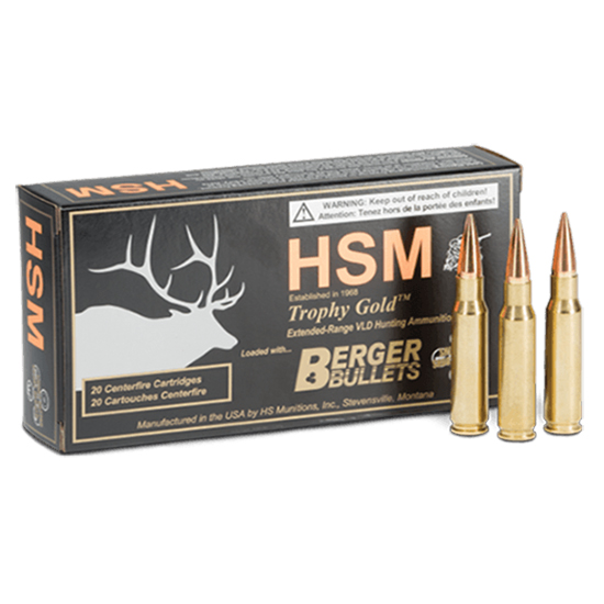 HSM TROPHY GOLD 7MMREM 168GR BERGER VLD  20/20 - Ammunition